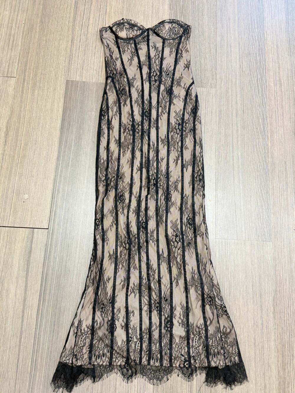 Strapless Lace Corset Maxi Dress • Size Medium